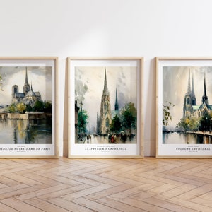 Catholic Folk Painting Catholic Wall Art Catholic Art Prints Church Painting Gothic Cathedral Printable Art Notre Dame Art Catholic Painting