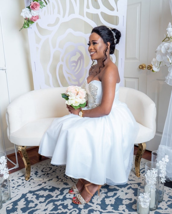 Light ivory Short Wedding Dress Tofa with Huge Bow – Olivia Bottega