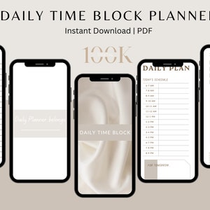 Daily Time blocking Digital Planner | iPad Planner | GoodNotes Planner | Minimalist Planner | Undated Planner | Daily Planner | PDF