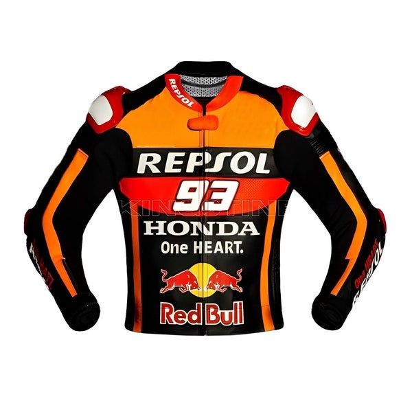 Marc Marquez Honda Repsol Motorbike Racing Leather Jacket Customized Gift For Bikers