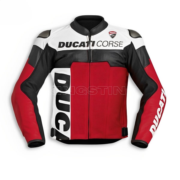 Giacca in pelle Ducati Corse MotoGP 23 DUCATI in edizione limitata Giacca personalizzata in vera pelle Regalo per i ciclisti