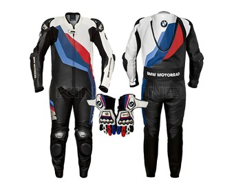 BMW Motorbike Suit black leather motorcycle suit bmw custom handmade motorcycle suit with Gloves for bikers