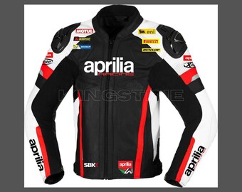 Aprilia black leather jacket SBKK racing motorbike jacket Gift for Bikers made with pure Cowhide leather