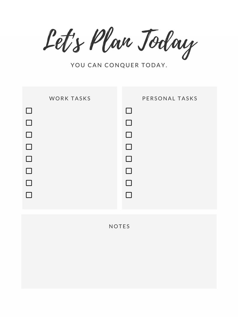 Daily to Do List Printable, Digital Print, Instant Download, Daily