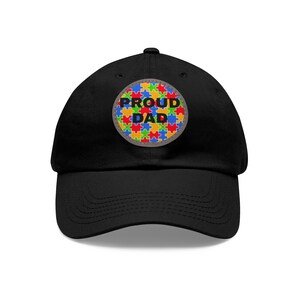 PROUD Dad AUTISM AWARENESS Hat with Leather Patch (Round)