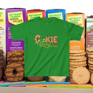 Camiseta infantil de Girl Scout Cookie Girl, camiseta divertida de Scout, camiseta juvenil, ropa para niños, camiseta de vendedor de galletas imagen 1