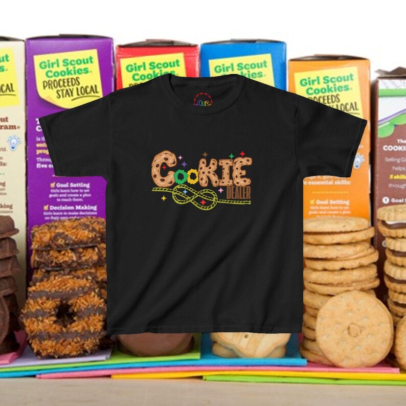 Camiseta infantil de Girl Scout Cookie Girl, camiseta divertida de Scout, camiseta juvenil, ropa para niños, camiseta de vendedor de galletas imagen 3