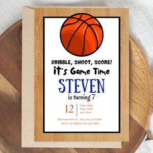 Basketball Birthday Invite • Editable Canva Template • Digital Sports Party Invitation for Kids