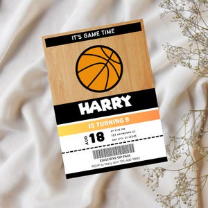 It’s Game Time Birthday Invitation • Editable Canva Template • Basketball Theme Party