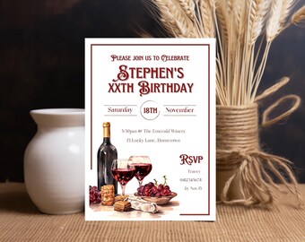 Modèle d'invitation d'anniversaire pour homme, invitation whisky, 40e invitation, invitation 90e anniversaire, invitation NUMÉRIQUE, invitation imprimable, ALC