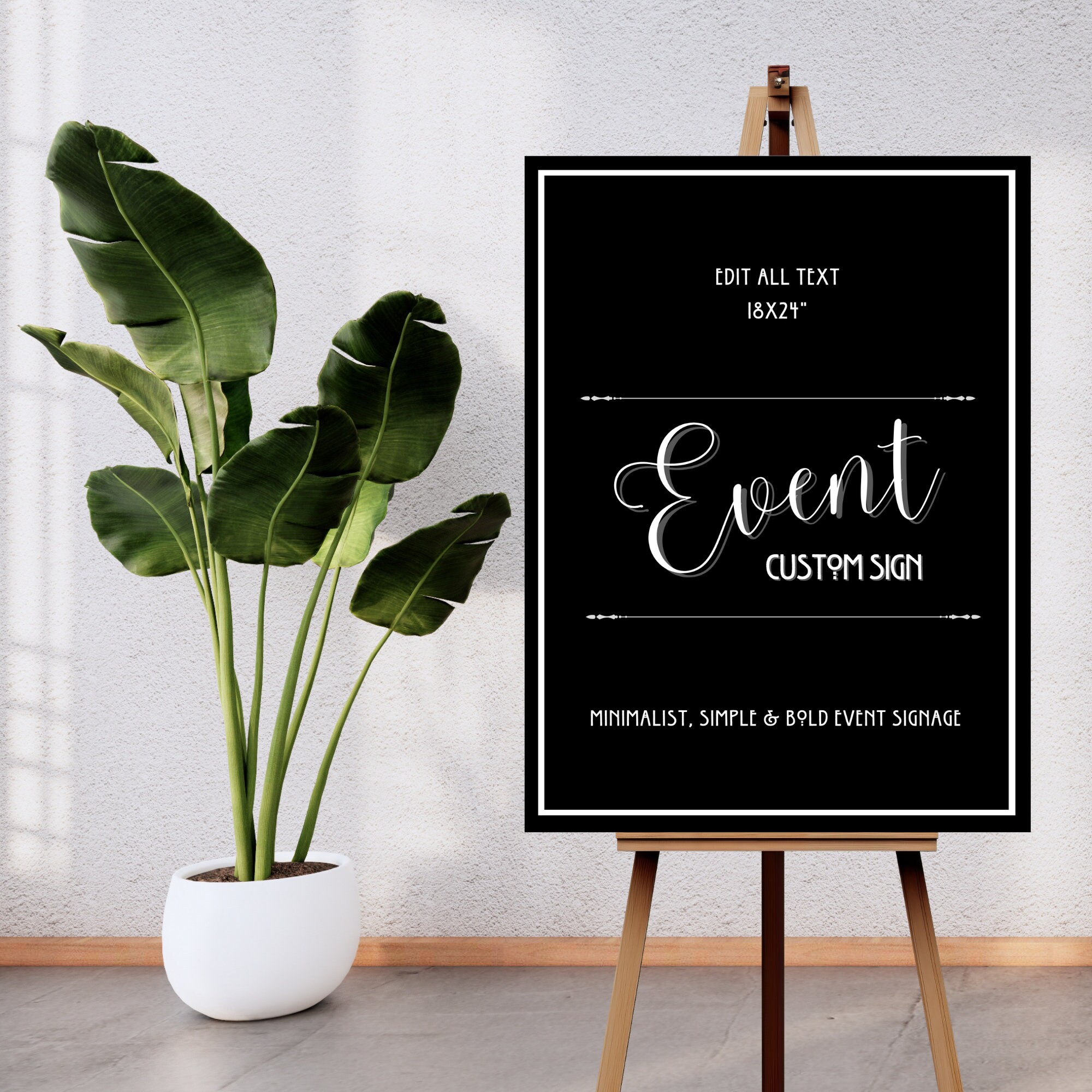 Minimalist Custom Sign Template, Modern Simple Black and White Theme ...