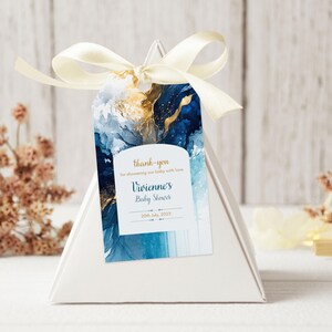 Navy gold thank you tag template, party favor template, baby shower gift tag, navy baby shower favor, boy baby shower hanging tag, BSVIV