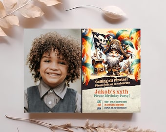 Pirate birthday invitation template, editable photo pirate birthday invite, photo pirate invite, pirate birthday party, pirate birthday, GP5