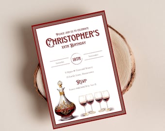 Mens birthday invitation, masculine invite, DIGITAL invitation, printable invitation, adult birthday, drinks party, edit Canva template, ALC