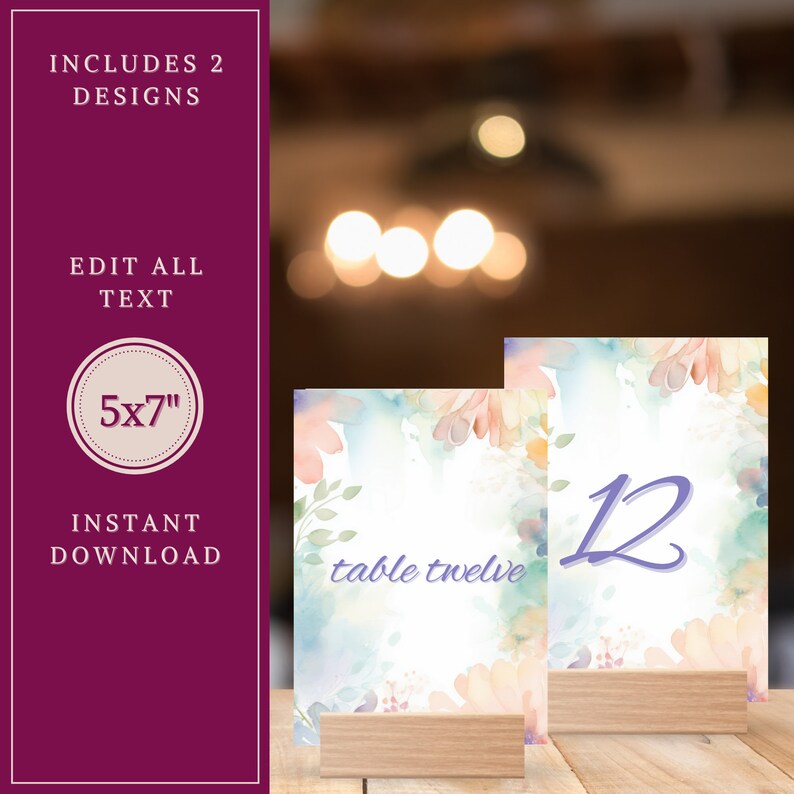 Printable Table Numbers, Floral, Pastel, Boho, Table Decor, Wedding ...