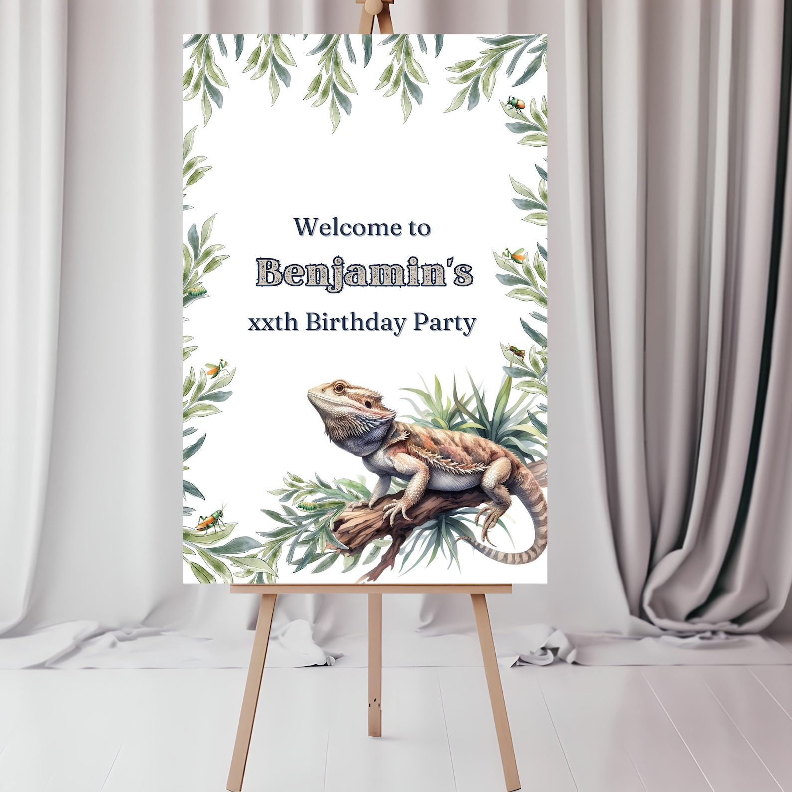 Reptile Welcome Sign, Lizard Birthday Sign, Bearded Dragon, Reptile ...