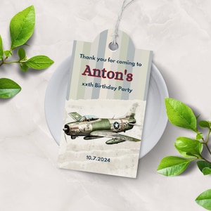 Kampfflieger Geschenkanhänger, Flugzeug Geburtstagsgeschenk Anhänger, Militär Jet Party Geschenkanhänger, Jungen Dankeschön Anhänger, Top eins Pilot Geburtstag, bearbeitbarer Anhänger, VH
