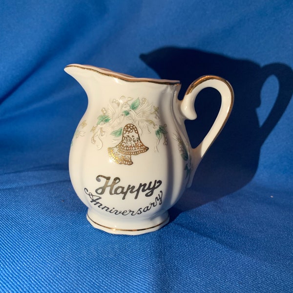16: Vintage Lefton 25th Silver Anniversary China Creamer or Syrup Pitcher