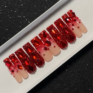 1920Pcs Red Rhinestones for Nails, Red Flatback Nail Rhinestones Gems  S1-Red