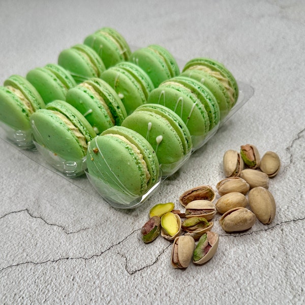 Nutty Elegance: 6 or 12 Pistachio Macarons in a Box