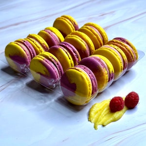 Tropical Fusion Delight: 12 Mango Raspberry Macarons in a Box