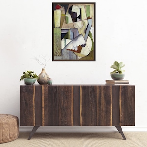Abstract Guitar Painting, Abstract Music Painting Digital Art, Abstract Instrument Art, Cubism Abstract Print, Cubism Abstract Digital Art