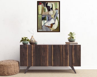 Cubism Guitar Art Print, Abstract Music Painting (Digital Download)
