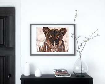 Lioness Abstract Art Print, Modern Safari Animal (Digital Download)