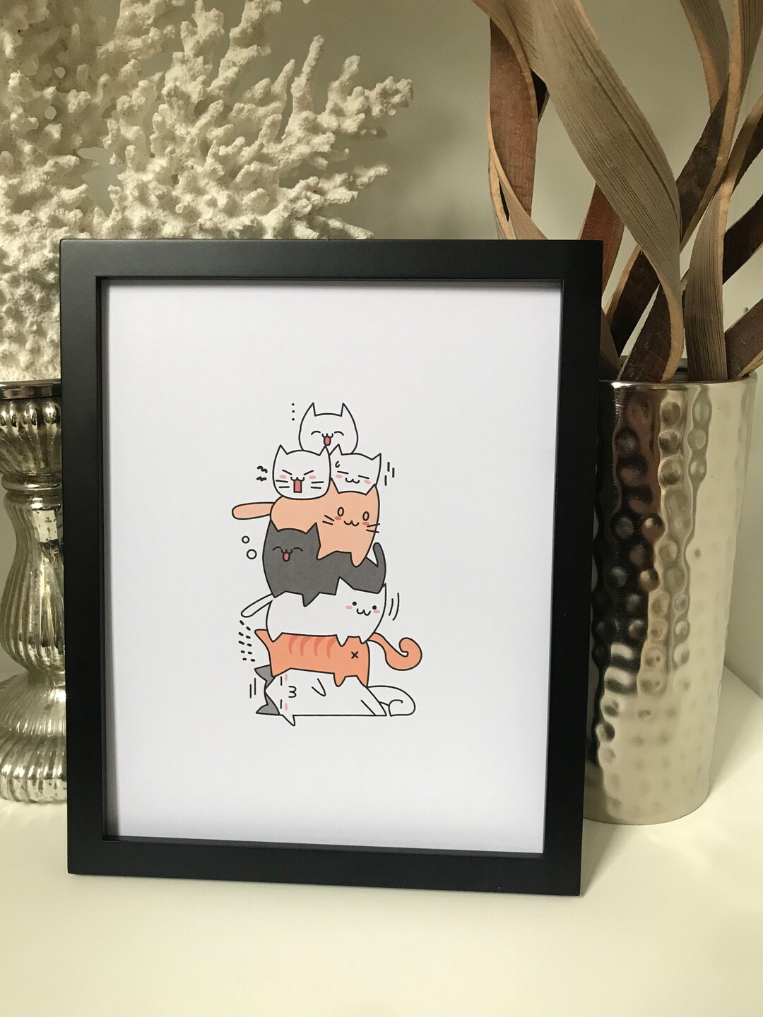 Cartoon Cat Art, Print, Mailed Print, Cats, Wall Art, Prints in USA