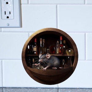 Bar Mouse Hole in Wall Decal - Mouse Hole 3D Wall Sticker