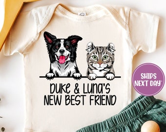 New Best Friend Dog Onesie, Personalized Baby Shower Gift