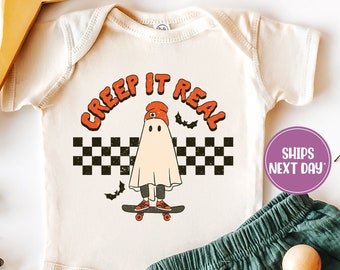 Creep It Real Halloween Onesie: Retro Skater Ghost (Gerber® Brand)