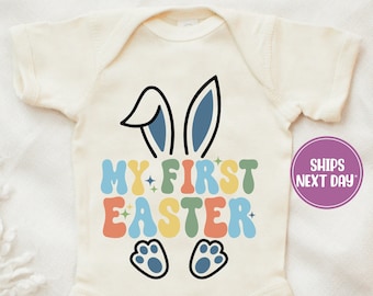 First Easter Onesie®, My First Easter, Boy First Easter Onesie®, Retro Easter Onesie®, Baby Gift Onesie®, Natural Baby Easter Bunny Onesie®