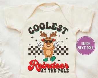 Coolest Reindeer Onesie®: Retro Christmas Baby Bodysuit