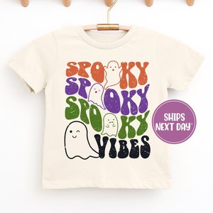 Spooky Vibes Toddler Shirt,Halloween Shirt, Retro Halloween Kids Shirt, Halloween Shirts For Girls and Boys, Cute Ghost Halloween Shirt