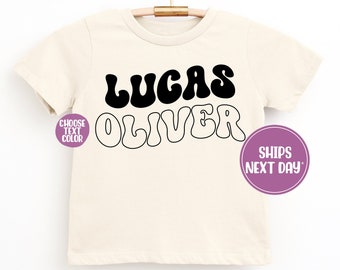 Personalized Retro Wavy Name Shirt: Toddler & Youth Sizes