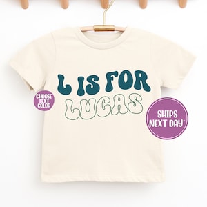 Personalized Kids Shirt, Custom Name Shirt, Retro Wavy Name Shirt, Retro Natural  Shirt, Letter is For Name Shirt, Toddler & Youth Shirt