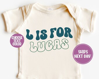 Personalized Retro Wavy Name Baby Onesie®, Baby Shower Gift