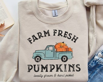 Farm Fresh Pumpkins Sweatshirt, Fall Sweatshirt, Pumpkin Patch, Vintage Halloween, Retro Fall Sweatshirt, Thanksgiving Sweatshirt