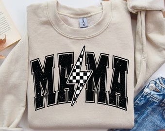 Mama Retro Sweatshirt, Checkerboard Mama Sweatshirt, Mom Gift, Mother's Day Gift, Gift for Mom, Trendy Mama Sweatshirt