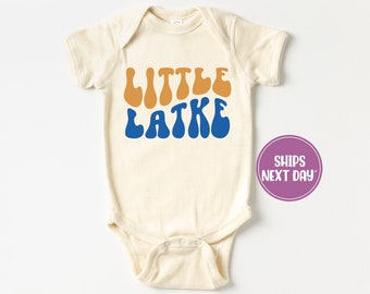 Little Latke Onesie®, Hanukkah Onesie®, Retro Hanukkah Onesie®, Chanukah Onesie®,  Natural Baby Onesie®, Jewish Onesie®, Little Latke Shirt