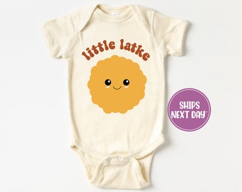 Little Latke Onesie®, Hanukkah Onesie®, Retro Hanukkah Long Sleeve Onesie®, Chanukah Onesie®, Natural Baby Onesie®