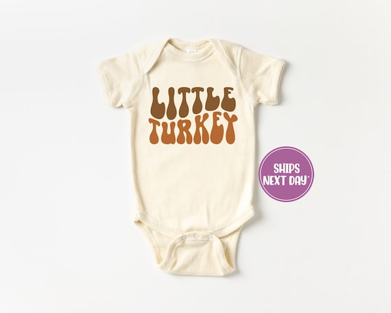 Little Turkey Onesie®: Retro Thanksgiving Baby Bodysuit