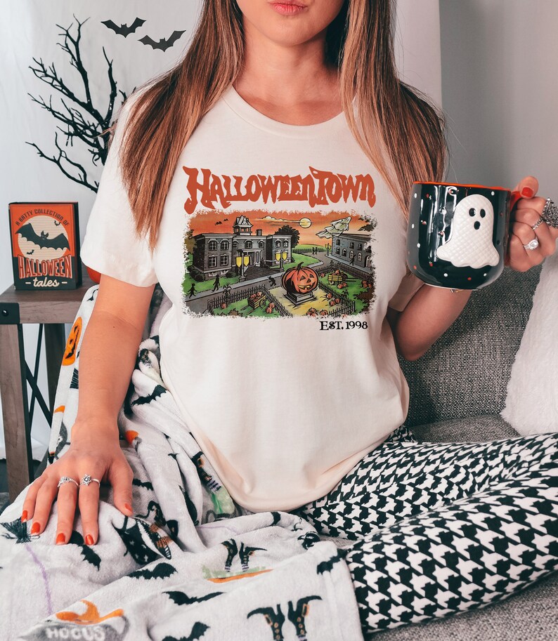 Halloweentown-tröja: Retro Halloween-tröja, höstmode Natural