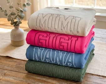 Custom Grandma Sweatshirt, Embroidered Sweatshirt & Tee for Grandparent