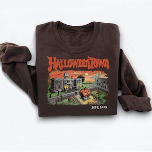 Halloweentown-tröja: Retro Halloween-tröja, höstmode Chocolate