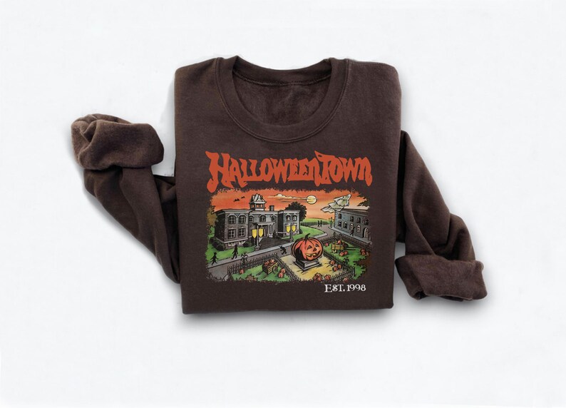 Halloweentown-tröja: Retro Halloween-tröja, höstmode Chocolate