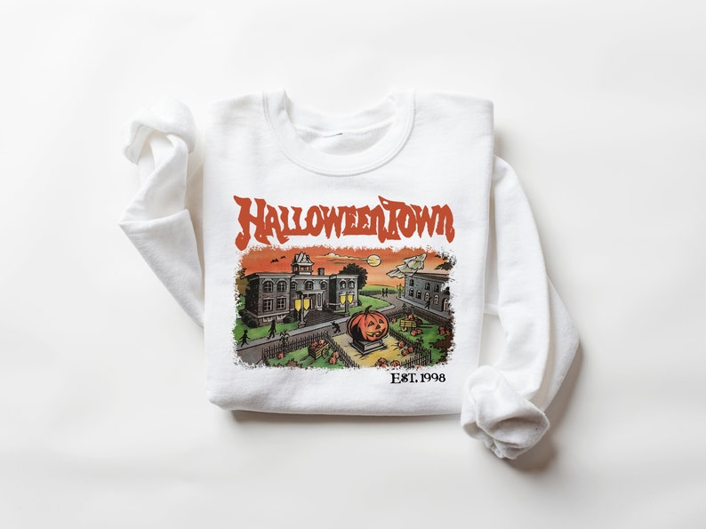 Halloweentown-tröja: Retro Halloween-tröja, höstmode White