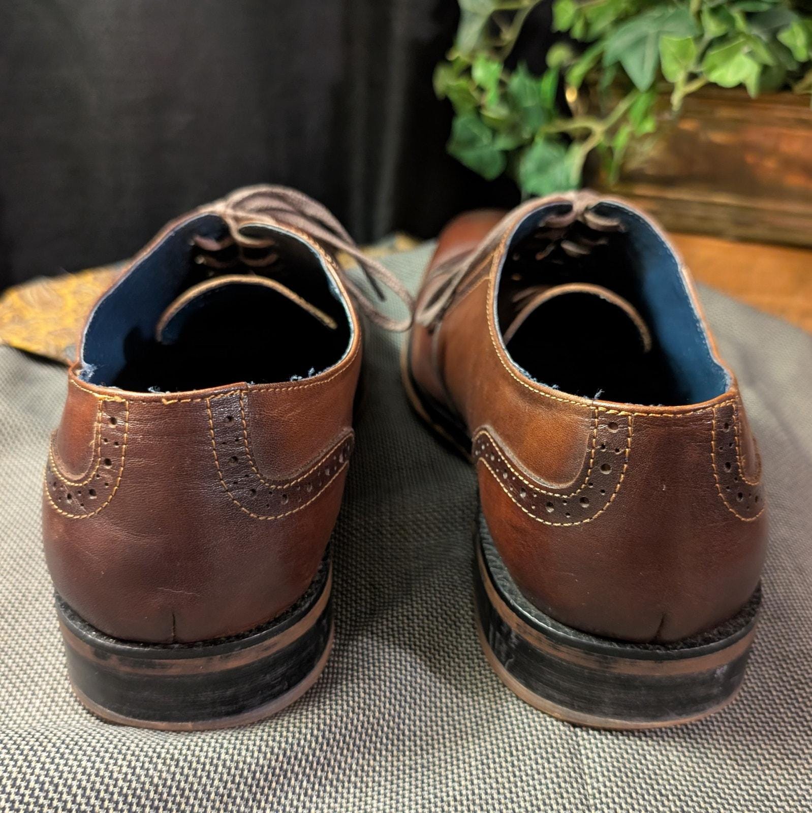 Vintage Foundry Co. Brown Leather Cap Toe Oxford Dress Shoes 