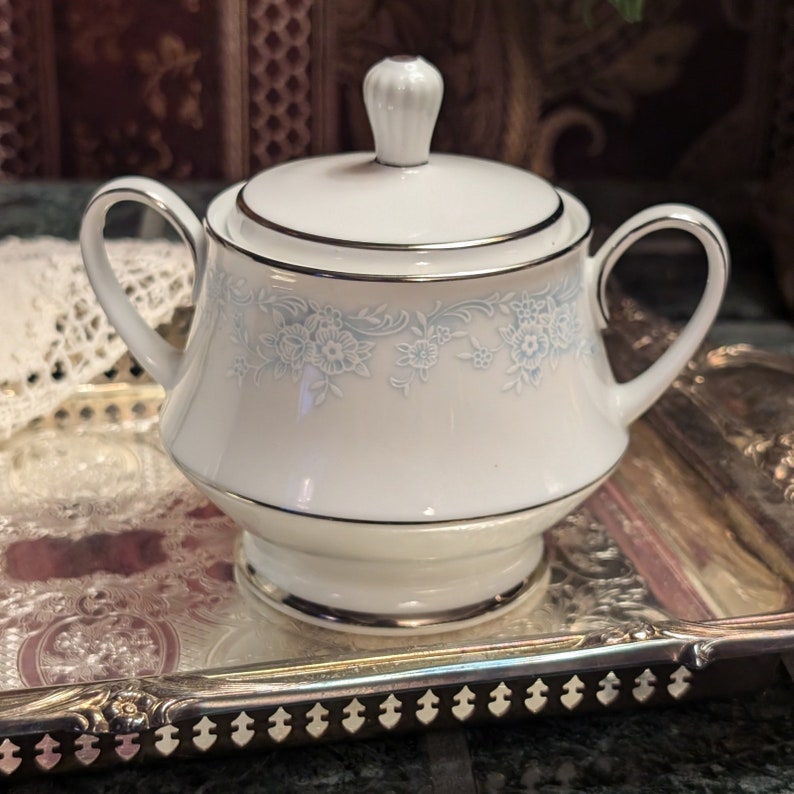 Vintage Kenmark Wisteria China Creamer and Sugar Bowl Set, White Floral ...